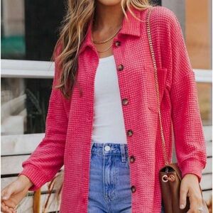New pink button down  long sleeve top
